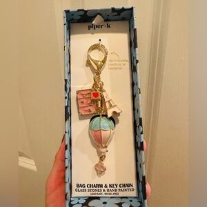 Piper K Parisian Hot Air Balloon Bag Charm & Key Chain NIB